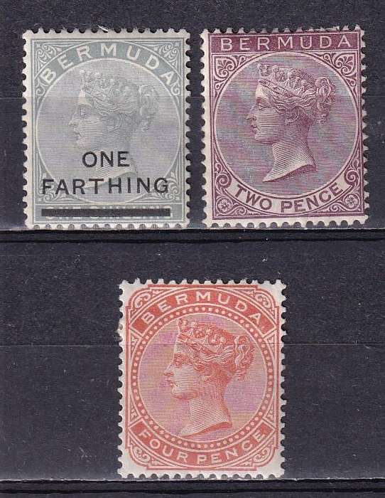 Bermuda 1880> QV lot (CA), M/H      ( SG 26a, 28a,30b, CV £45)