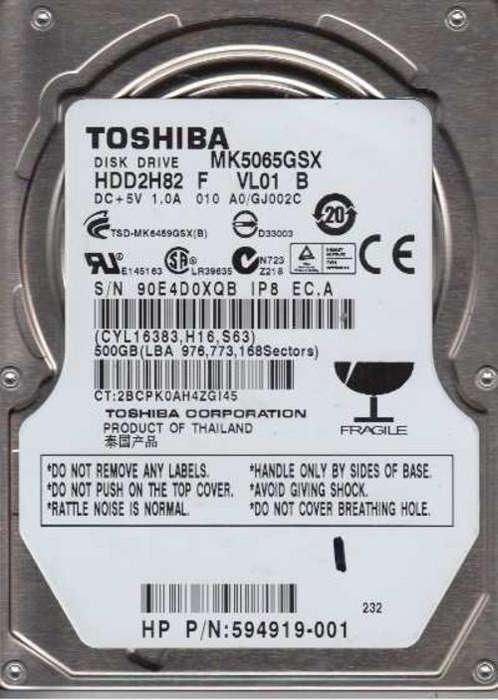 500GB 2.5" INTERNAL SATA HARD DRIVE - BRAND NEW - TOSHIBA - FOR NOTEBOOKS !!