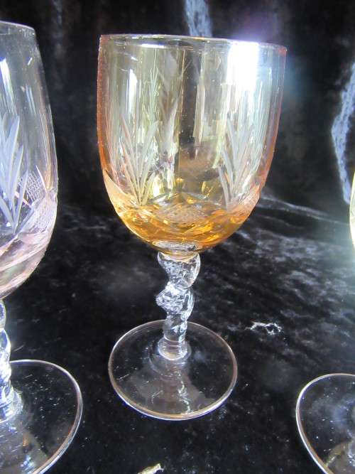 Vintage Servizio Crystal  Opera Coloured Wine Glasses Made in Italy