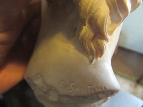 Bust of Davidt By  A Santini Large  On A Square Slate Base