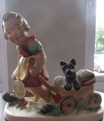 Friedel - Bavaria Western Germany Figurine Girl Pulling  A Cart
