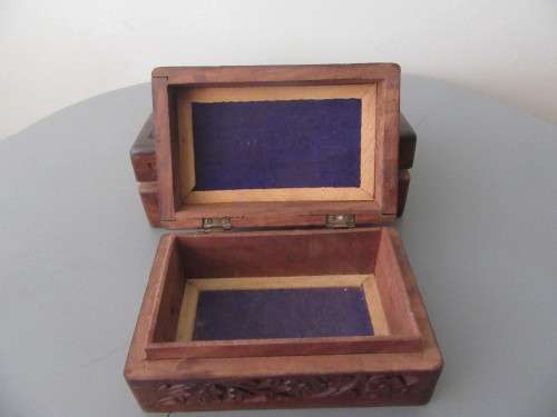Pair of Rosewood Carved Boxes