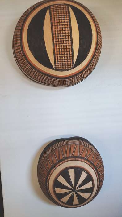 Pair of African Carved Wooden  Hanging Bowls