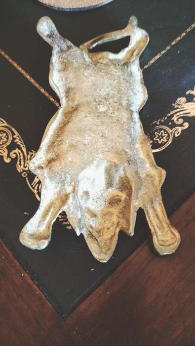 Antique Victorian Lion Skin Pin Tray in Bronze/ Brass