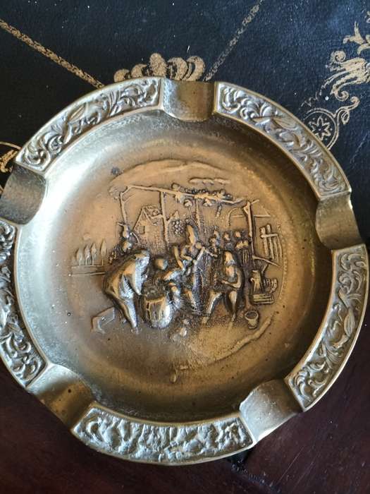 Vintage Brass Ashtray Dutch Relief