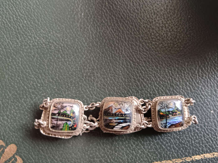Alfonso Vintage Butterfly Wing Panel Bracelet Made In Brazil
