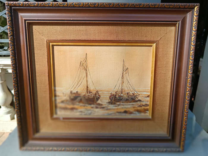 Framed Painting of Fishing Trawler by SA Artist Ann Donaldson