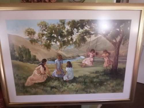 Large Painting of Children in a Meadow
