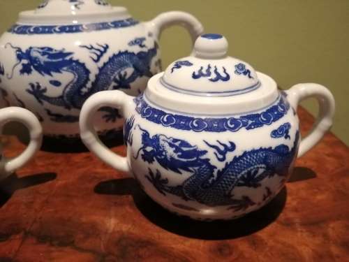 Blue and White Chinese Dragon teaset