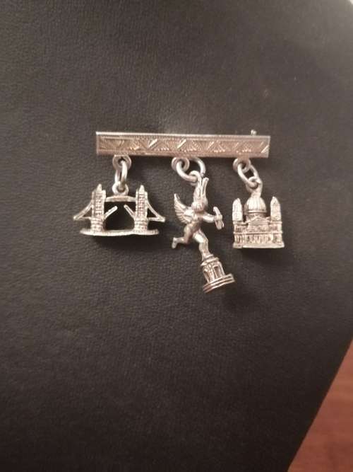 Silver Charm Bar Brooch
