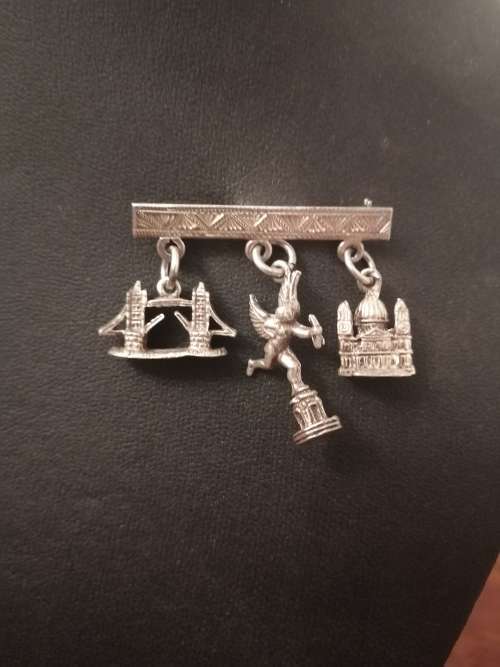 Silver Charm Bar Brooch