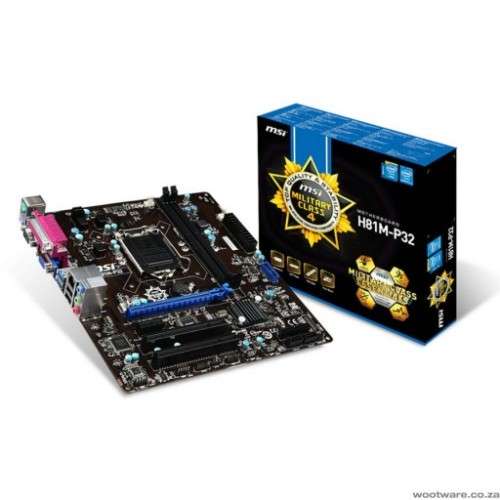 MSI H81M-P32 - H81 Chipset - Socket 1150 - Motherboard - 4th Gen - 12 GB RAM INCLUDED