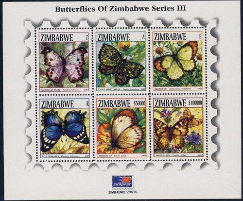 Zimbabwe 2007 Butterflies miniature sheet