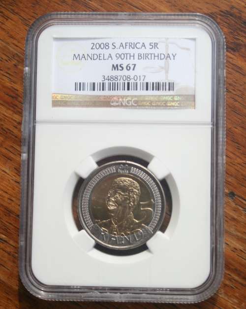2008 MANDELA 90TH BIRTHDAY COIN NGC GRADED MS 67