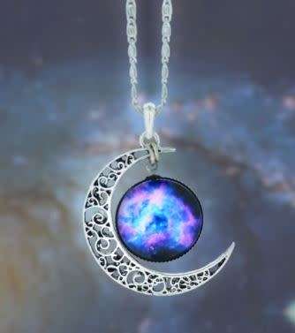 Pseudo moonstone pendant and 18 inch chain