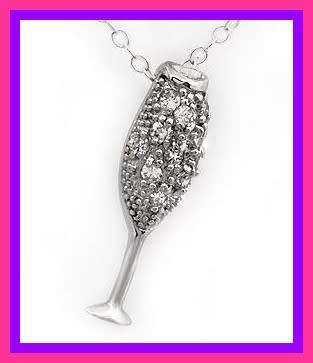 Sterling silver champagne glass pendant and necklace