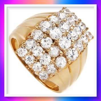 High quality cubic zirconium ring set in 14K Gold plated solid silver