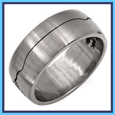 Stainless Steel Gents ring with cut out design  size 8