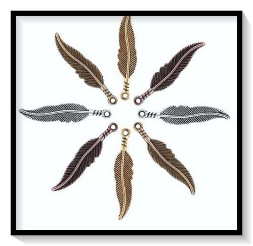 Make your own pendants and charms - 20pc feather design charms