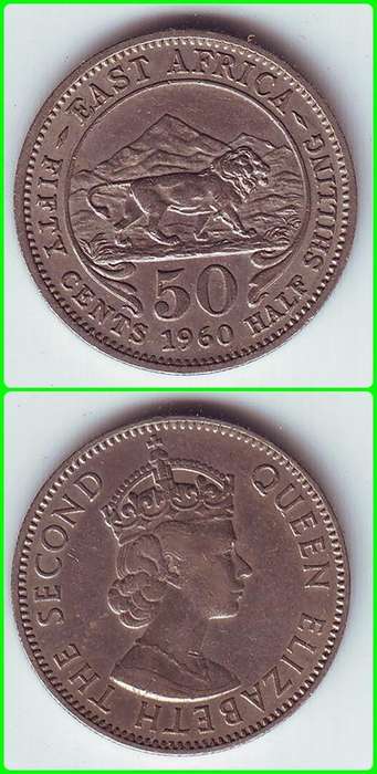 EAST AFRICA - 1960 - 50 CENTS - KM# 36 - VF/XF COIN