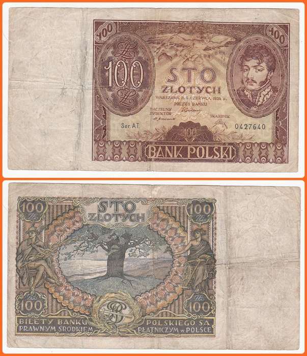 POLAND - 1932 - 100 ZLOTYCH - PIC# 74 - F NOTE - SER# 0427640
