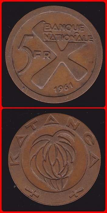 KATANGA - 1961 - 5 FRANC - KM# 2