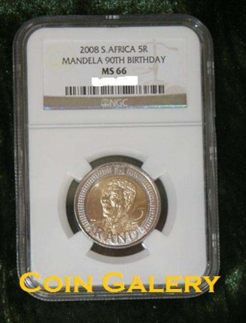 MANDELA 90th Birthday Coin 2008 R5 NGC Graded MS66 - Very Special Price!