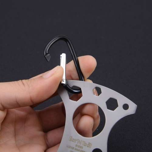 Outdoor 4 in 1 Eating Gadget with Fork, Spoon, Bottle Opener and Hex Heads. Free Carabiner!