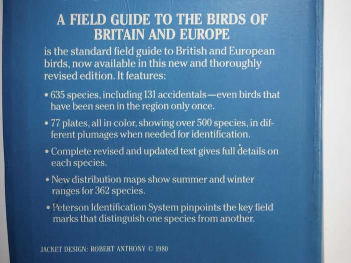 A Field Guide to the Birds of Britain and Europe - Paperback - Roger Tory Peterson - Fourth Edition