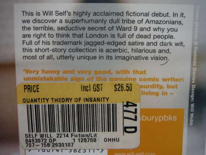 The Quantity Theory of Insanity - Paperback - Will Self