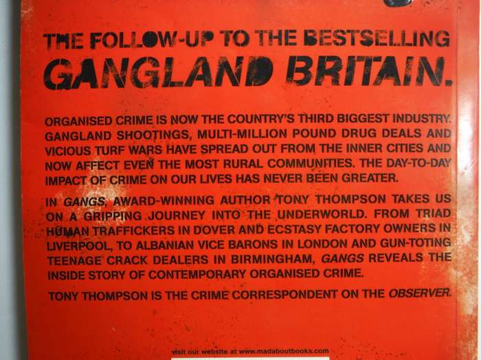Gangs : A Journey into the Heart of the British Underworld - Paperback - Tony Thompson