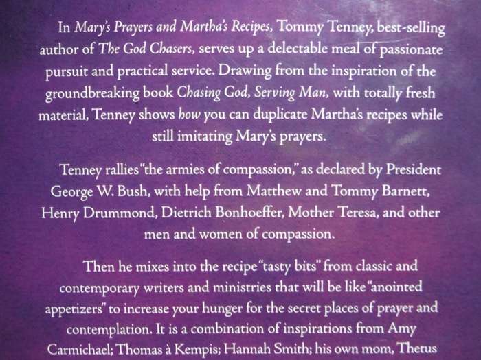 Mary`s Prayers and Martha`s Recipes : How to Choose God and Serve Man - Hardcover - Tommy Tenney