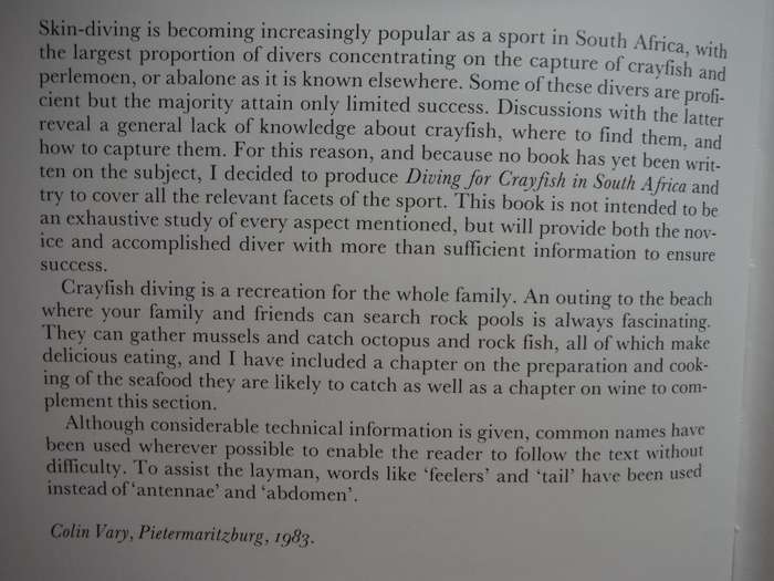 Diving for Crayfish in South Africa - Hardcover - Colin Vary - 1983 First Edition