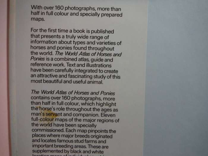 The World Atlas of Horses and Ponies - Hardcover - Edited by Peter Churchill - 1980