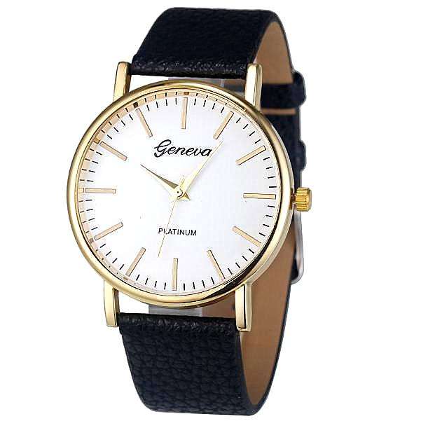--***UNISEX GENEVA QUARTZ WATCH** PU LEATHER STRAP