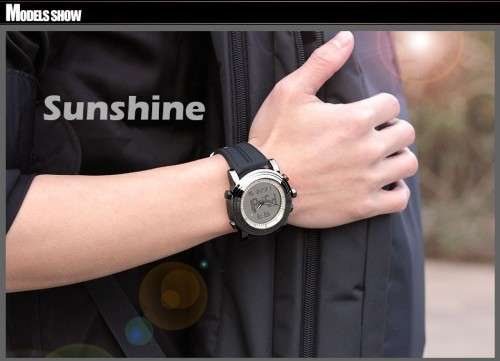 -***NEW SINOBI DUAL TIME CHRONOGRAPG MENS SILICONE STRAP WATCH* BLACK*