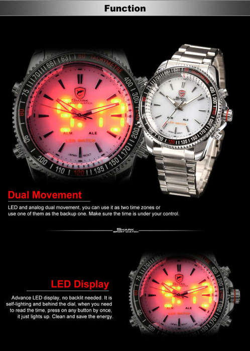 * $48-Mako Shark White Dial MULTIFUNCTION  Quartz Army Mens Sport Wrist Watc