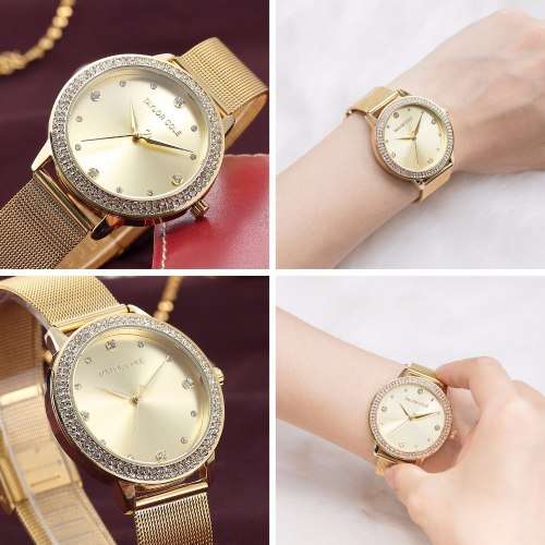 From UK ** Magnifisant* Gold Taylor Cole Lady Georgeos Steel Band Bracelet Luxury Watch*