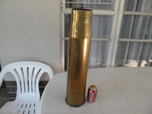 old very heavy 106mm x 620mm high brass shell postnet postage is R200