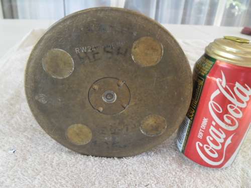 old very heavy 106mm x 620mm high brass shell postnet postage is R200
