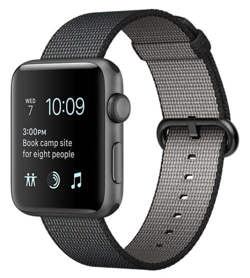 APPLE WATCH SERIES 2 42mm SPACE GRAY ALUMINUM CASE BLACK WOVEN NYLON BAND | INSTOCK