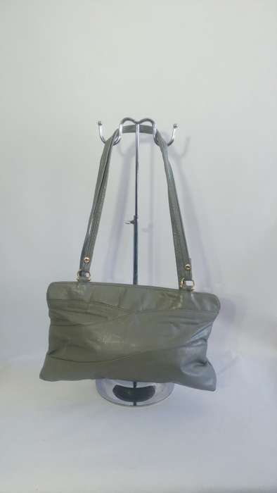 'DON MICHEL' Genuine Leather Vintage Handbag Grey 22 x 34cm