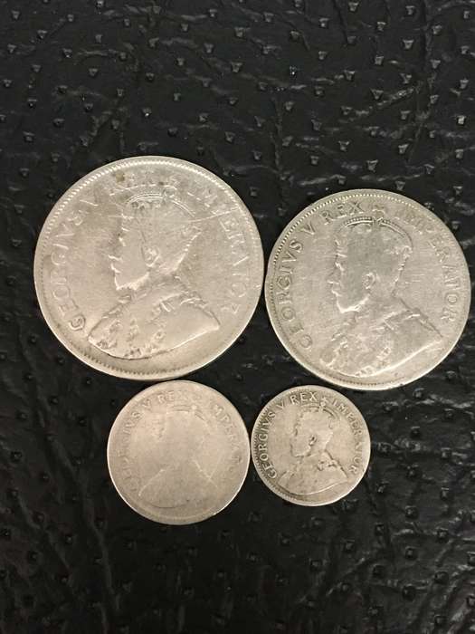 COLLECTION OF 4 UNION OF SOUTH AFRICA 1932 COINS (2 AND A HALF SHILLING, 2 SHILLING, 6D & 3D)