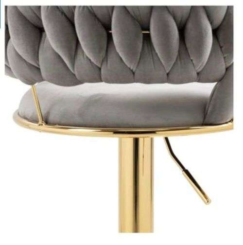 Set of 2 Velvet Swivel Luxury Bar Stools - HZ882 - Grey