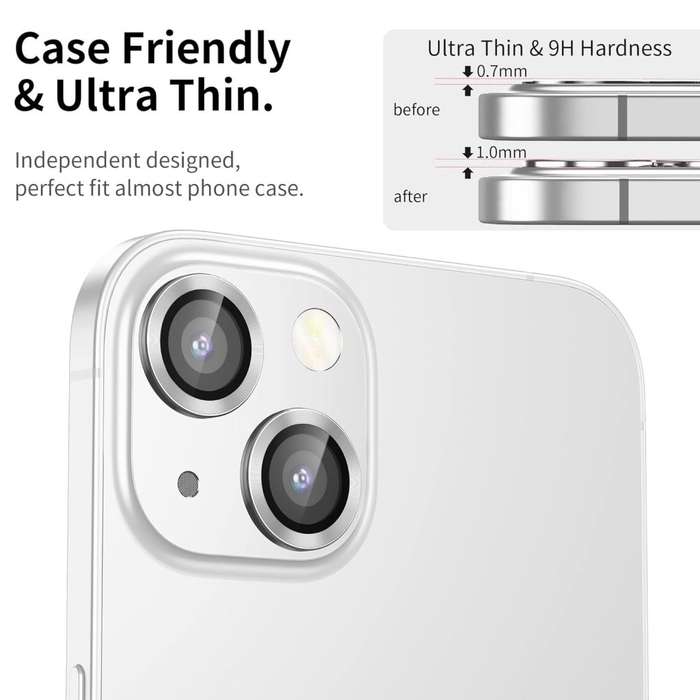 3 PCS Camera Lens Protector for iPhone 13 and iPhone 13 Mini,Ultra Clear HD Tempered Glass,Aluminum