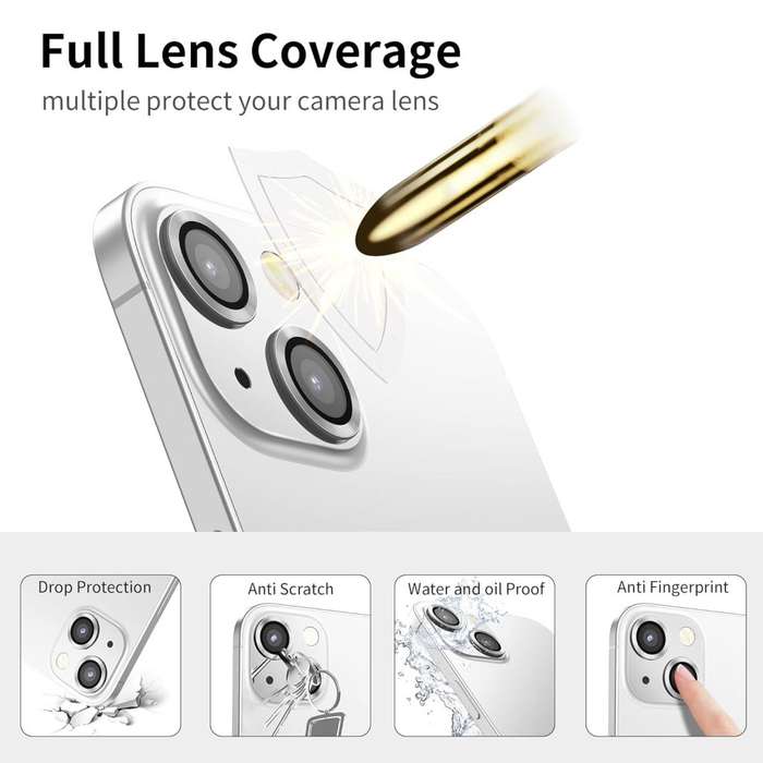 3 PCS Camera Lens Protector for iPhone 13 and iPhone 13 Mini,Ultra Clear HD Tempered Glass,Aluminum