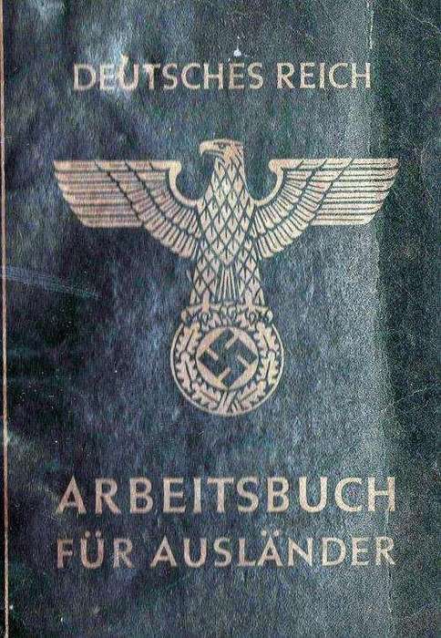WW 2 Third Reich Nazi Germany Work Book for foreigners - Arbeitsbuch fur Auslander Swinemunde 1944