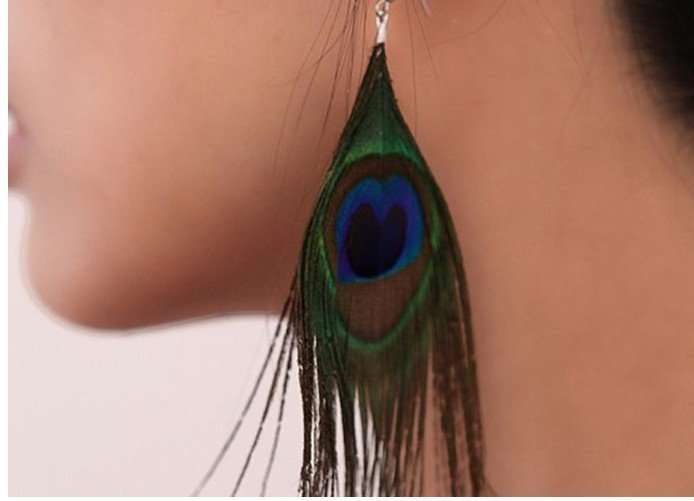 Peacock Feather Earrings (large size)