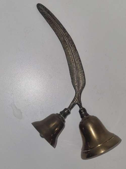 Beautiful Brass Bells - Double Bell with leave detail - Unusual find!!
