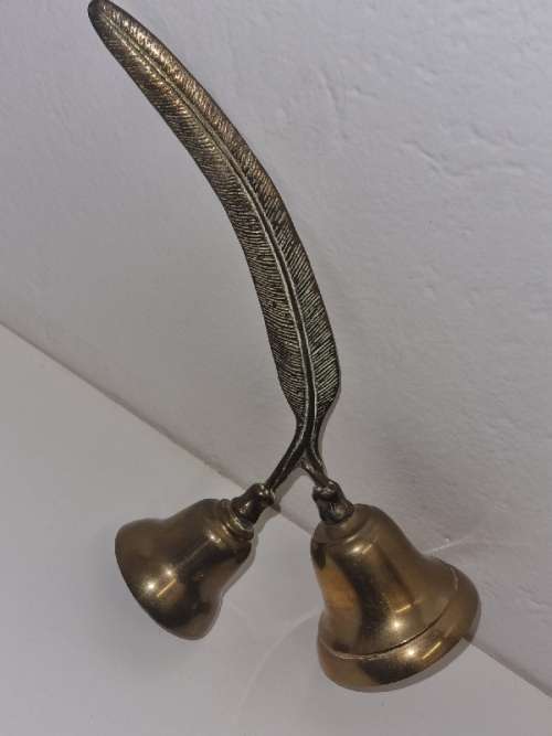 Beautiful Brass Bells - Double Bell with leave detail - Unusual find!!